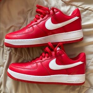 Nike Vibrant Red and White Air Sneakers